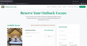 Outback Kenya Lodge room reservation page